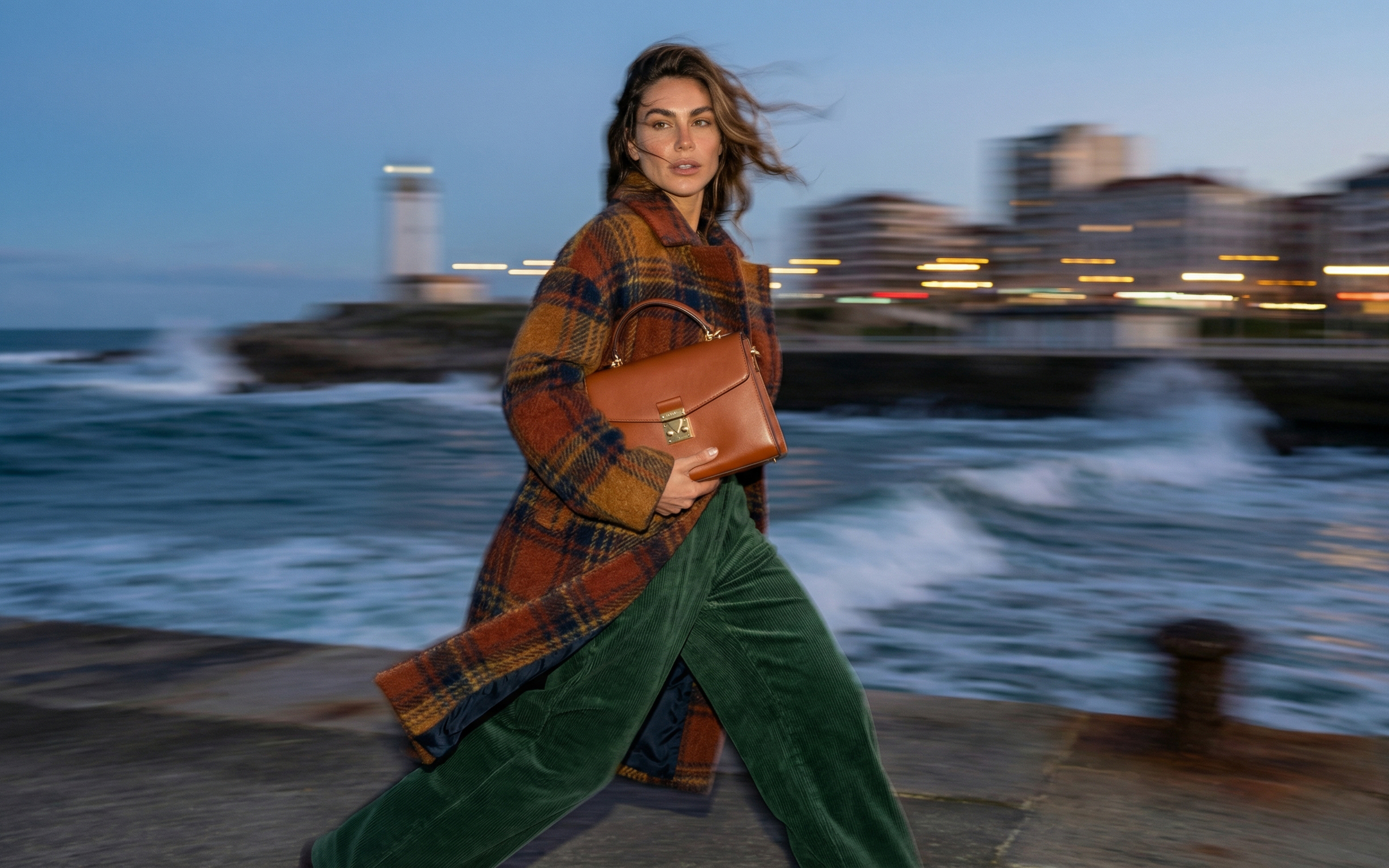 Modelo criada com inteligência artificial vestindo look de moda feminina para e-commerce